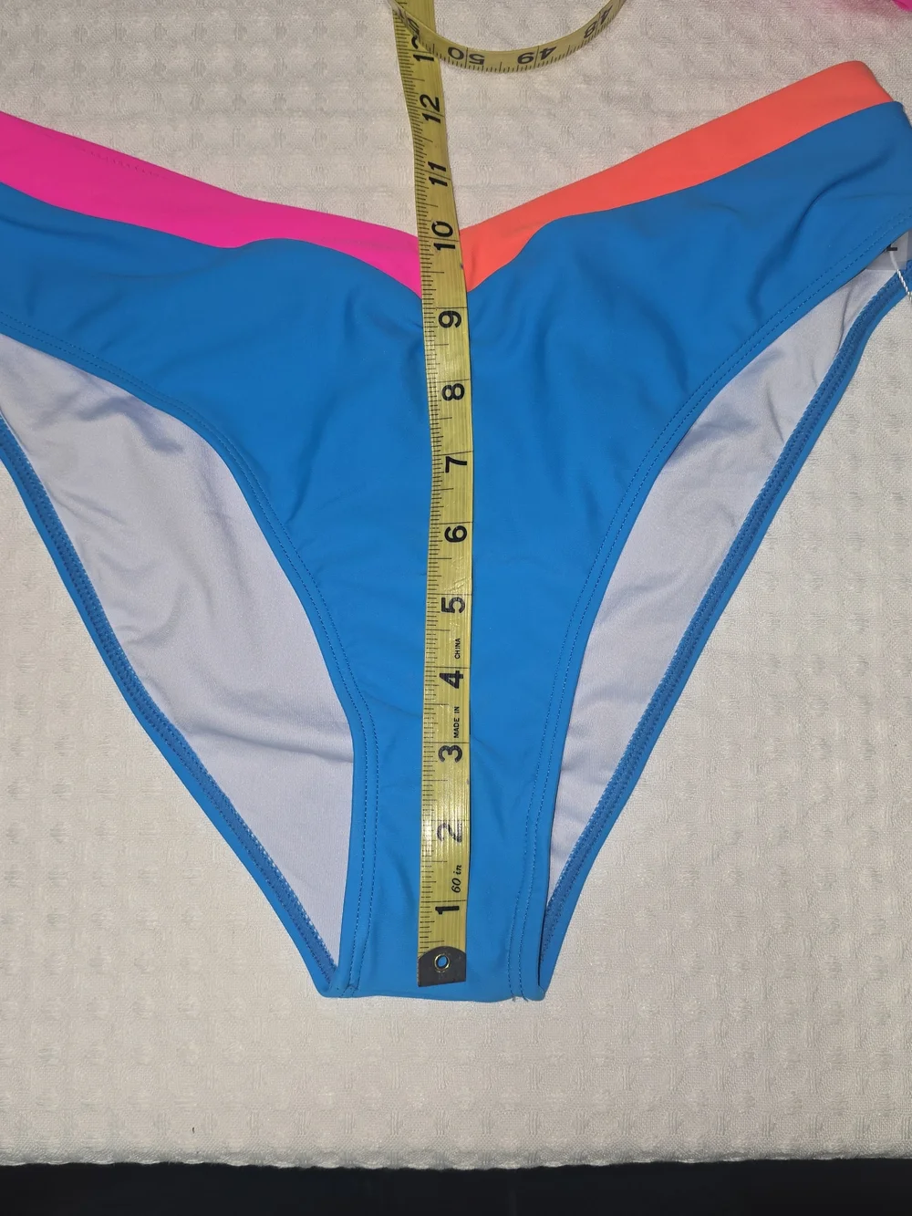 POPVIL TRIANGLE COLOR BLOCK BIKINI SET VIBRANT BLUE PINK ORANGE WOMENS MED NWT - Picture 4 of 10